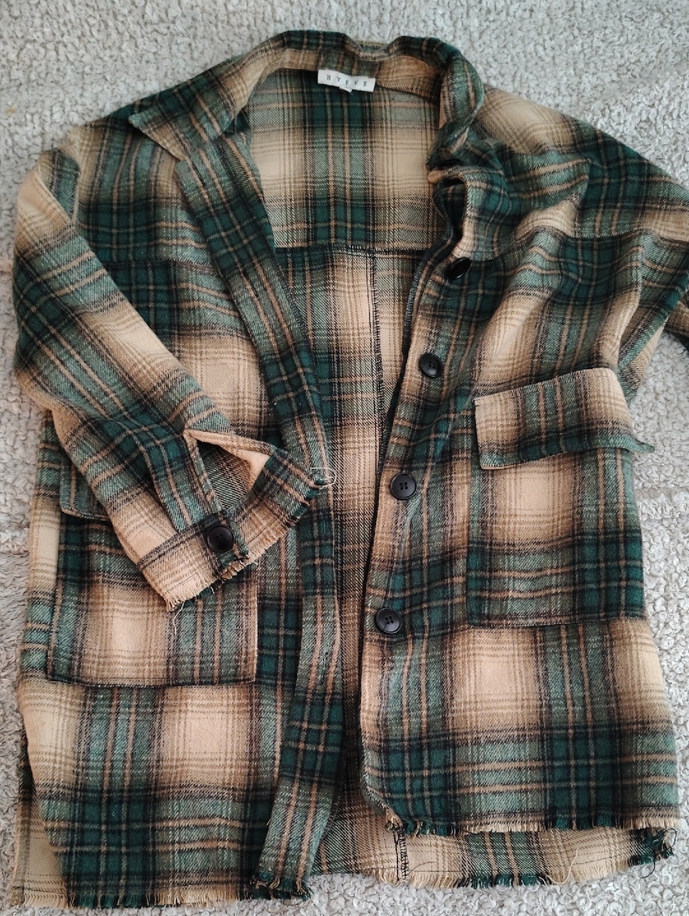 HYFVE Green and Tan Plaid Jacket Coat